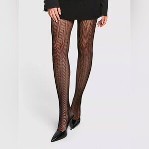 Wishbone pattern black tights